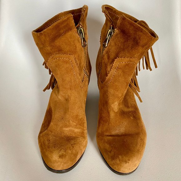 Sam Edelman Louie Fringe Bootie Tan Suede - Picture 3 of 4
